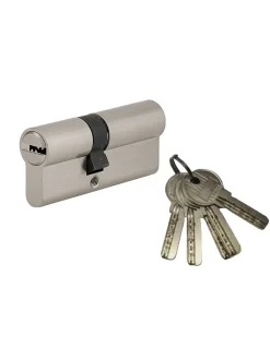Cylindre de serrure à double entrée 5G, 30x30mm, nickel, anti-arrachement, 5 clés --SP New
