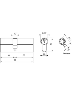 Cylindre de serrure double entrée SA, 40x55mm, anti-arrachement, nickel, 3 clés -^Thirard Online