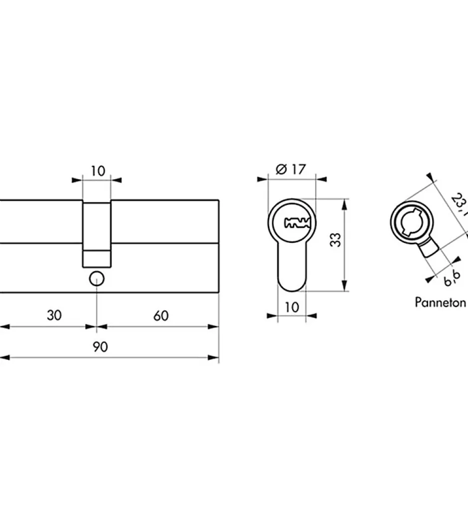 Cylindre de serrure double entrée T2, 30x60mm, nickel, anti-arrachement, anti-perçage, anti-crochetage, 5 clés -^Thirard Hot