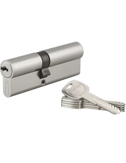 Cylindre de serrure double entrée Trafic 6, 40x50mm, anti-arrachement, anti-perçage, nickel, fonction urgence 5 clés --Thirard Outlet