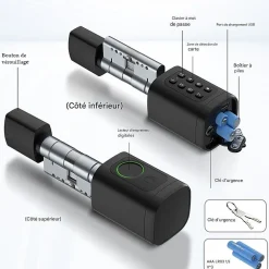 Cylindre Électronique de Serrure Connectée Ouverture Code, RFID & Smartphone-Automatisme Passion New
