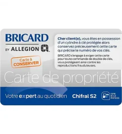 Cylindre serrure 30x30 mm à bouton acier renforcé 3 clés CHIFRAL S2 BRICARD^Autres