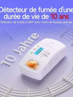 Detecteur de monoxyde de carbone avec alarme 85 dB et led rectangulaire L.12.5 x l.7.5 x H.2.8 cm - HEIMAN-Generique Outlet