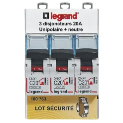 Disjoncteur DNX3 unipolaire + neutre 20A vendu par 3 pièces^Legrand Hot