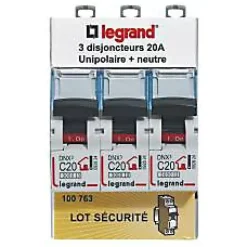 Disjoncteur DNX3 unipolaire + neutre 20A vendu par 3 pièces^Legrand Hot