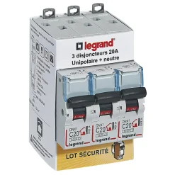 Disjoncteur DNX3 unipolaire + neutre 20A vendu par 3 pièces^Legrand Hot