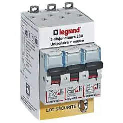 Disjoncteur DNX3 unipolaire + neutre 20A vendu par 3 pièces^Legrand Hot