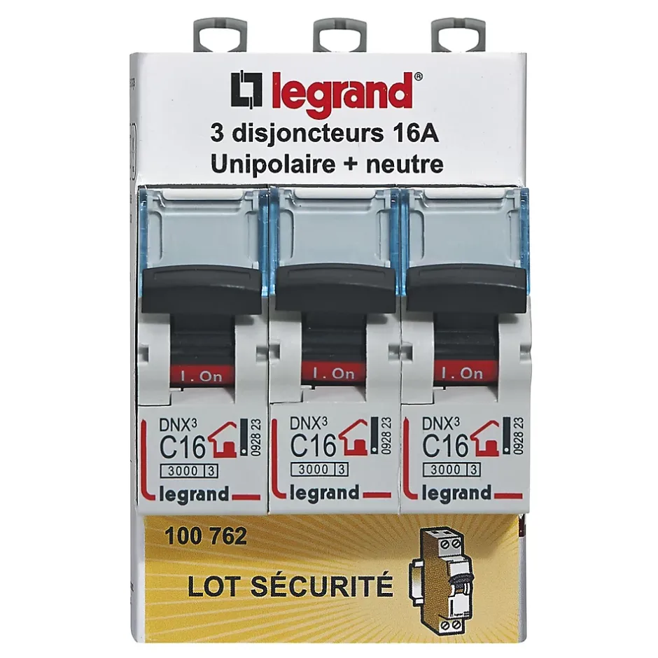 Disjoncteur DNX3 unipolaire + neutre 16A vendu par 3 pièces-Legrand Hot