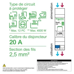 Disjoncteur embrochable courbe C phase + neutre 20A Resi9 XE^Schneider Electric Discount