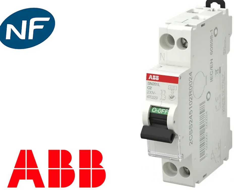 Disjoncteur modulaire phase neutre 40A 4.5kA à vis-ABB Best