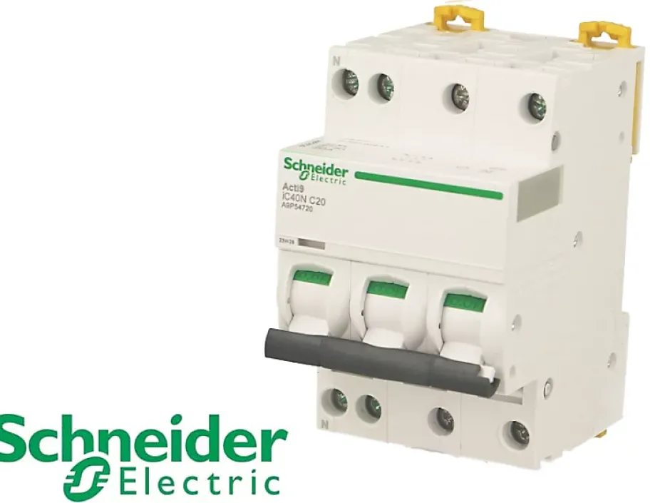 Disjoncteur modulaire tétrapolaire compact Schneider Acti9 iC40N 16A courbe C-Schneider Electric Hot