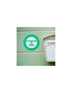 Disque de signalisation Attention au chien, polystyrène rigide adhésif, diamètre 180mm -^Thirard Clearance