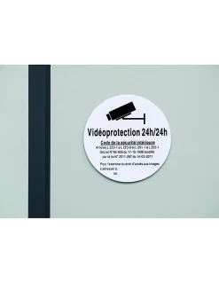 Disque de signalisation Vidéoprojection 24/24, polystyrène rigide adhésif, diamètre 80mm --Thirard Best