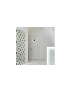 Disque de signalisation WC Mixte , à visser, inox brossé, marquage noir, diamètre 76mm --Thirard Clearance