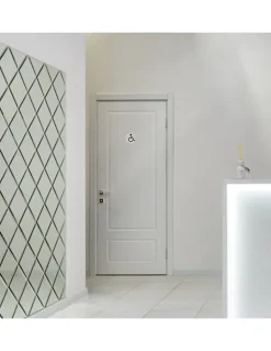 Disque de signalisation WC Handicapé , à visser, inox brossé, marquage noir, diamètre 76mm -^Thirard Online