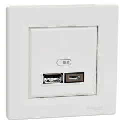 Double chargeur usb A + C complet Asfora blanc^Schneider Electric Sale