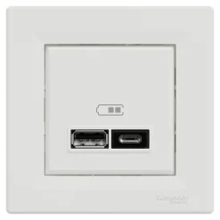Double chargeur usb A + C complet Asfora blanc^Schneider Electric Sale