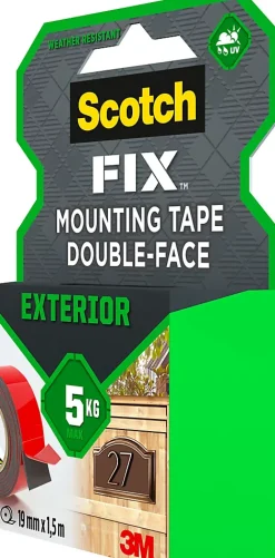 Double face extérieur 19 mm x 1.5 m noir, 5 kg-3M