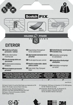 Double face extérieur 19 mm x 1.5 m noir, 5 kg-3M