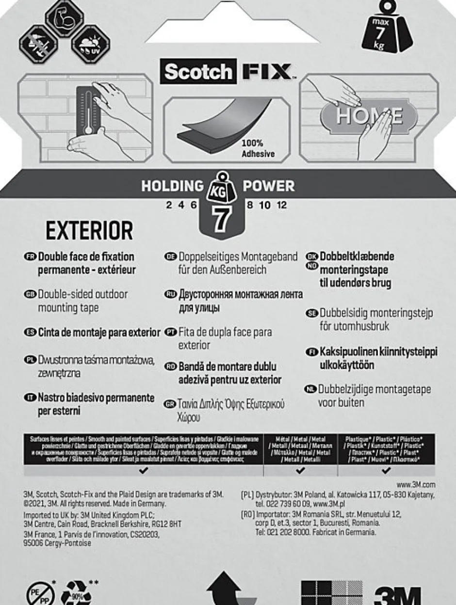 Double face extérieur 3M 19 mm x 5 m noir, 7 kg-Scotch Online