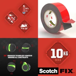 Double face intérieur Extrême 19 mm x 1.5 m noir, 10 kg^Scotch Sale