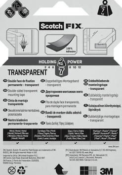 Double face intérieur Scotch Extrême 19 mm x 1.5 m transparent, 7 kg-3M Hot