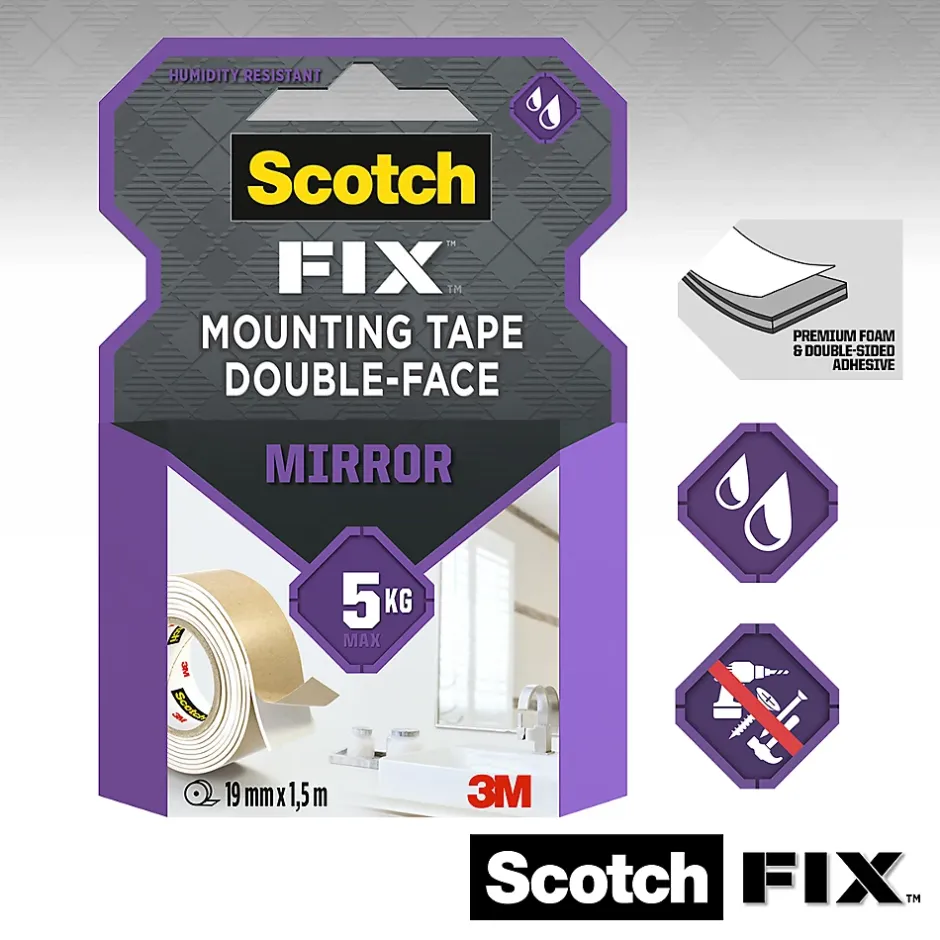 Double face miroir 3M 19 mm x 1.5 m blanc, 5 kg^Scotch
