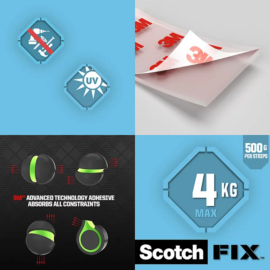 Double face Extrême 76 mm x 25 mm transparent, 8 pièces 4 kg-Scotch Online