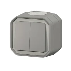 Double interrupteur Plexo gris en saillie^Legrand Sale