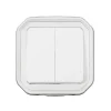 Double interrupteur Plexo blanc en saillie^Legrand Sale