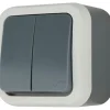 Double interrupteur va-et-vient étanche en saillie Malinn gris complet^Jacobsen