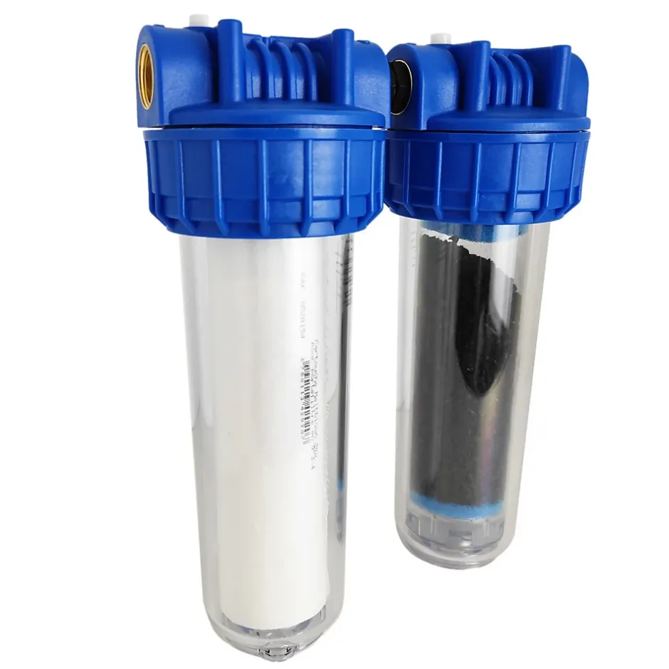 Double Porte Filtre à Eau 9"3/4 avec Cartouche 20microns Raccord 3/4" - 20/27 Filtre Domestique Fabriqué en France-Toodo