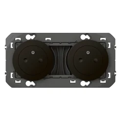 Double prise 2 pôles + terre Dooxie noir carrée à composer-Legrand New