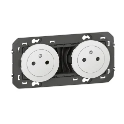 Double prise 2 pôles + terre Dooxie blanc carrée à composer^Legrand