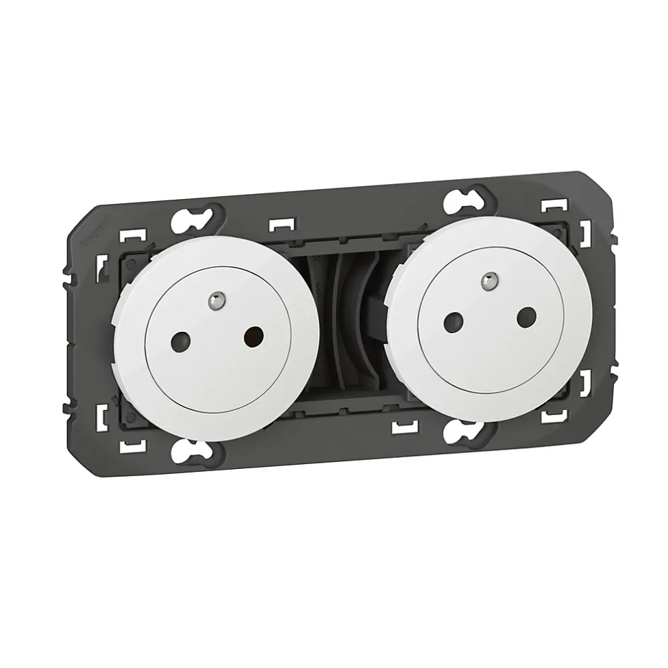 Double prise 2 pôles + terre Dooxie blanc carrée à composer^Legrand