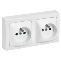 Double prise 2 pôles+terre horizontale ASL blanc-Legrand Discount