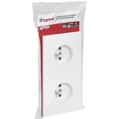 Double prise 2 pôles+terre Neptune^Legrand New