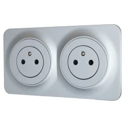 Double prise avec terre prêt câblée Espen aluminium composable-Jacobsen Hot