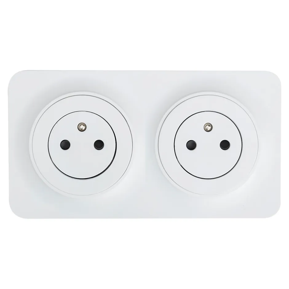 Double prise avec terre prêt câblée Espen blanc composable-Jacobsen Best