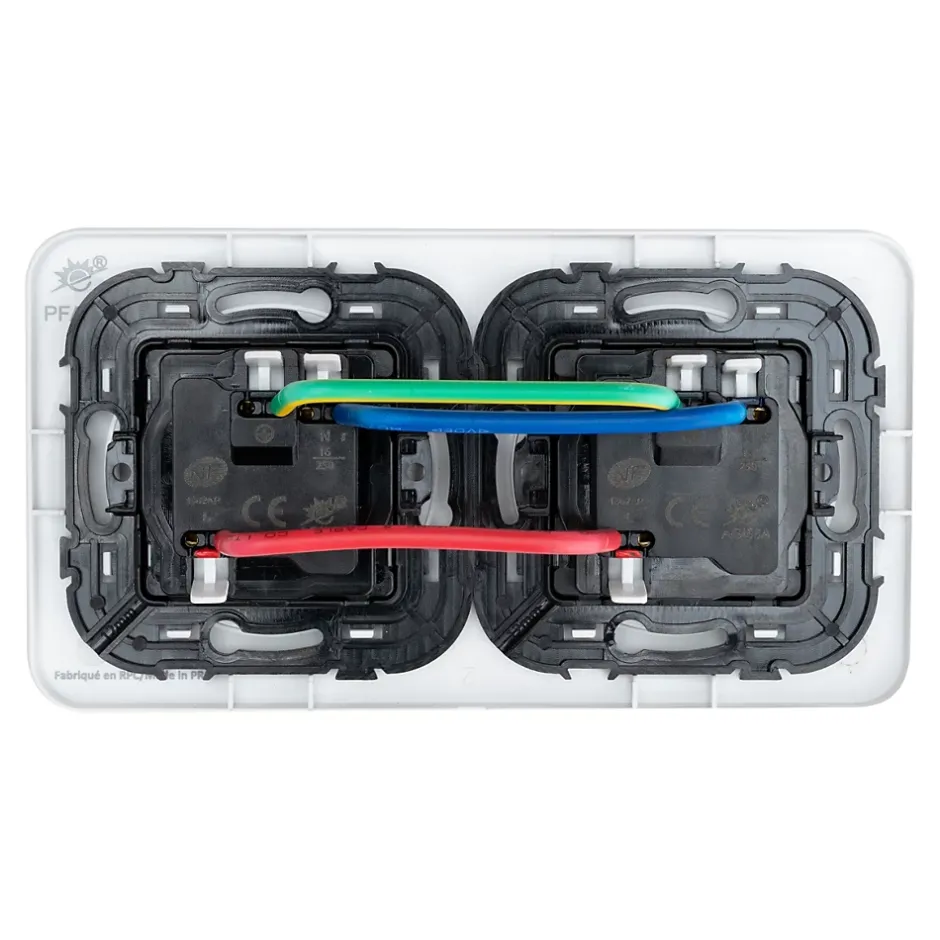 Double prise avec terre prêt câblée Espen blanc composable-Jacobsen Best