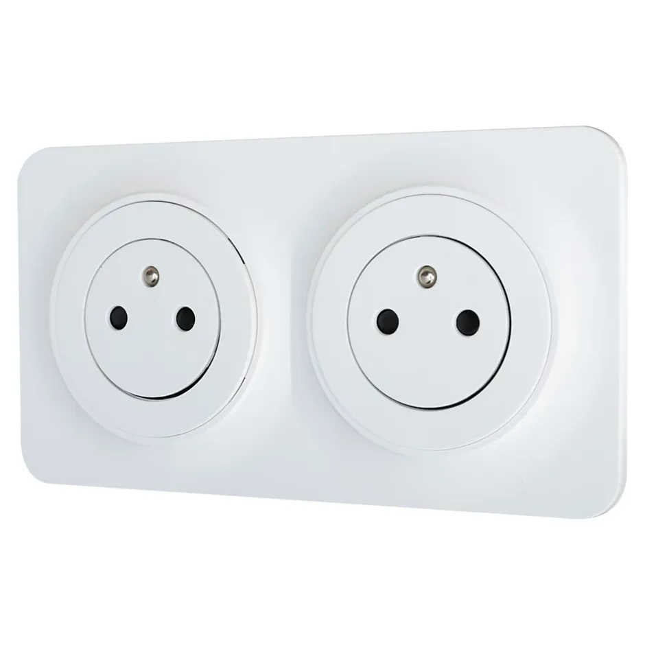 Double prise avec terre prêt câblée Espen blanc composable-Jacobsen Best