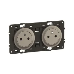 Double prise de courant avec terre Céliane précablée titanium-Legrand