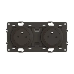 Double prise de courant Céliane avec terre précablée noire sans plaque^Legrand Hot