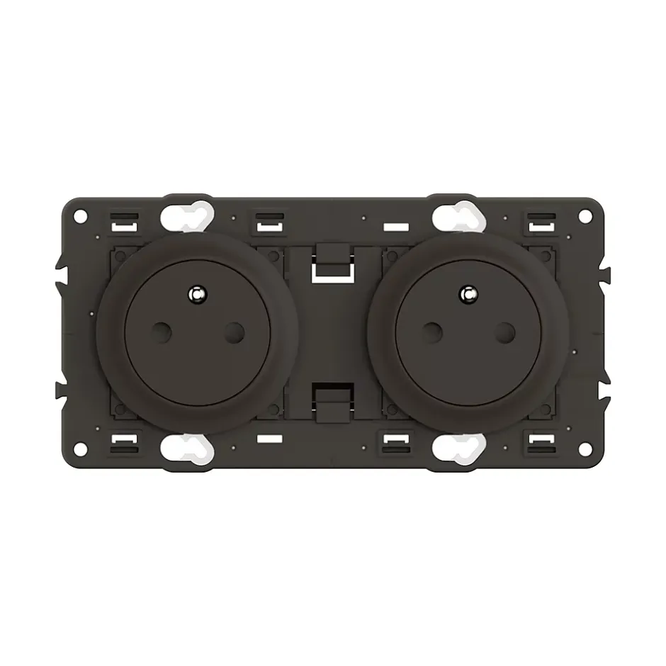 Double prise de courant Céliane avec terre précablée noire sans plaque^Legrand Hot