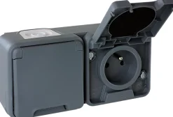 DOUBLE PRISE HORIZONTALE 2P + T OXXO GRIS EUR'OHM-Eurohm