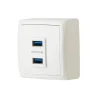 Double prise USB-A monobloc en saillie Sigurd blanc complet-Jacobsen Hot