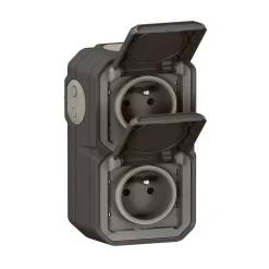 Double prises 2 pôles avec terre verticales Plexo anthracite en saillie-Legrand New