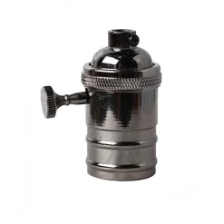 Douille Noire Chromée E27 avec Interrupteur Rotatif - Ambiance Vintage^Lnd Clearance