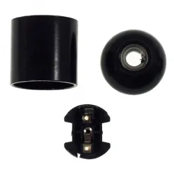 Douille Noire E27 noire Bakélite à Chemise Lisse Style Rétro et Qualité Moderne-Lnd Clearance