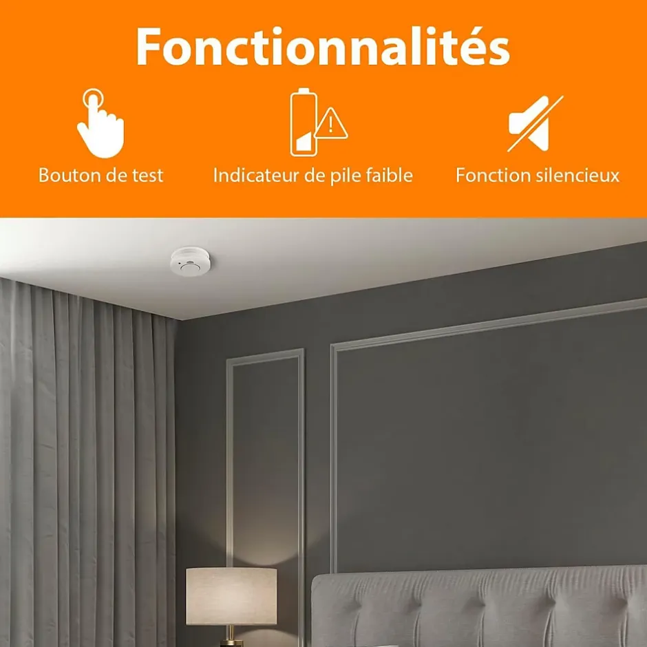 Détecteur de fumée Capteur Optique Bouton de Test 85 DB-Nature Pro Outlet